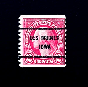 US Stamp - 1922 George Washington 2c Precancel DE MOINES IA Mint NG r65 - Picture 1 of 2