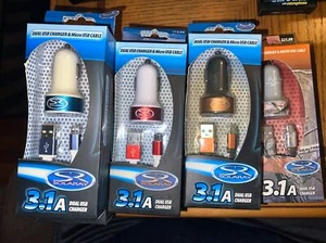 SOLARAY 3.1 Dual USB car charger with 3ft Micro USB cable Color May Vary - Picture 1 of 1