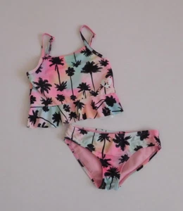 2pc Hurley Tie Dye Palm Tree Print Tankini Swimsuit sz 4 - Picture 1 of 1
