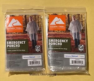 Ozark Trail 2 x Clear Emergency Poncho NEW Rain Weather Sporting Events Concerts