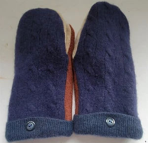 NEW Handmade Upcycled Womens M/L? Wool Mittens Fleece Lined from Old Sweaters #7 - Picture 1 of 7