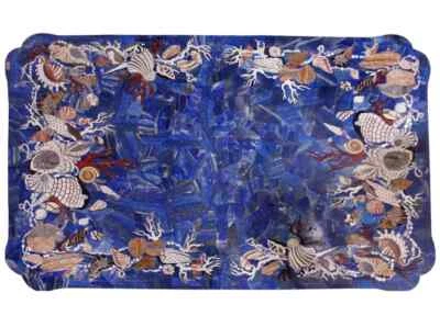 4'x2' Marble Table Top antique Coffee Dining Home Decor Inlay Blue Lapis lazuli - Image 1 of 4