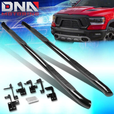 FOR 2019-2020 RAM 1500 QUAD CAB 3"OD ROUNG TUBING STEP BAR RUNNING BOARD BLACK - Image 1 of 4