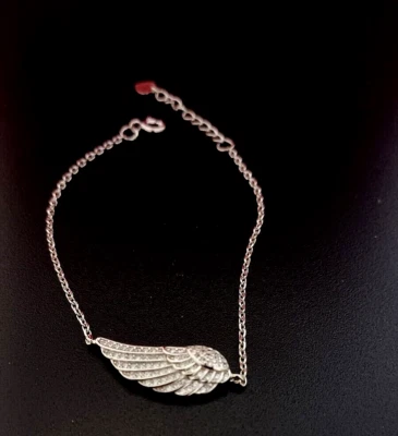 braccialetto donna in argento 925 con zirconi con ala d'angelo - Immagine 1 di 3