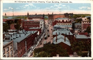 CONGRESS STREET SCENE from Fidelity Trust Building PORTLAND, ME c1968 Postcard - Picture 1 of 2