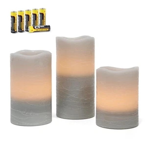 Gray Battery Operated Candle with Timer, Flameless Led Candle Gift Set, - Picture 1 of 5