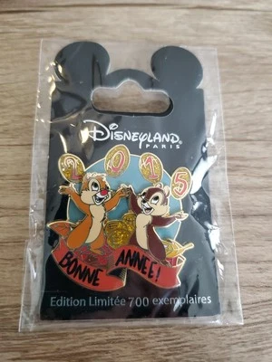 Prendedor Disney Disneyland París DLRP Chip And Dale Feliz Año Nuevo 2015 LE 700 Foto 1 de 2