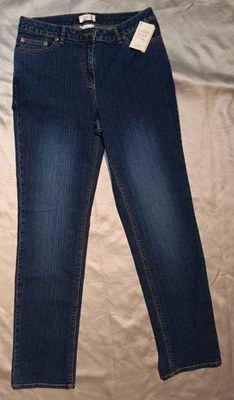 Christopher &Banks 女式 6 码直筒舒适弹力深色牛仔裤 — 第 1/4 张图片