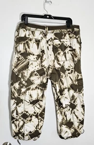 Style & Co Women Cargo Capri Pants Size 14 Brown & White Bungee Hem - Picture 1 of 14