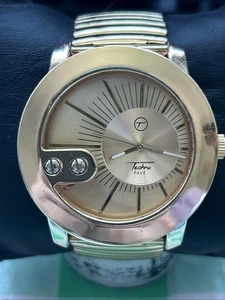 Techno Pavé Gold Tone Unisex Quartz Watch - Picture 1 of 5
