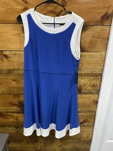 Tommy Hilfiger Women's Shift Dress Cobalt Blue White Trim Size 12 NWT Regatta - Picture 1 of 8