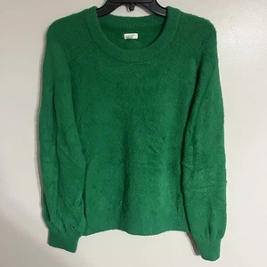 AERIE Kelly Green Soft Fuzzy Flurry Crew Sweater Women’s Size Large Oversized - Picture 1 of 10