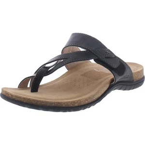 Taos Womens Perfect Black Leather Slide Sandals Shoes 7 Medium (B,M) BHFO 7894 - Picture 1 of 3