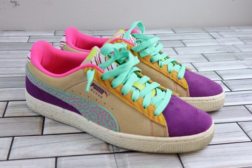 Scarpe sneakers PUMA scamosciate Jr giovanili da donna verde kaki chiaro colorblock taglia 7C