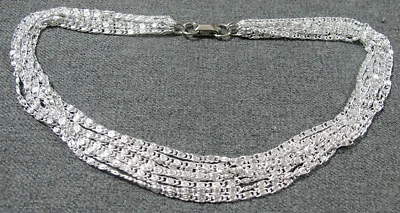 Vintage signed Celebrity on clasp silvertone metal multichain collar necklace - Image 1 of 4