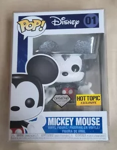 Funko Pop #01 Disney Mickey Mouse Hot Topic/💎 Collection with Pop Protector - Picture 1 of 6