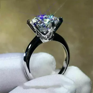 Damen 2 Karat Rund Diamant Solitär Verlobungsring Geschenk Ring Weißgold Finish - Bild 1 von 6
