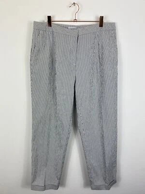 Pantalones Jaeger gris y blanco a rayas recortados algodón elásticos náuticos talla 14 Reino Unido Foto 1 de 4