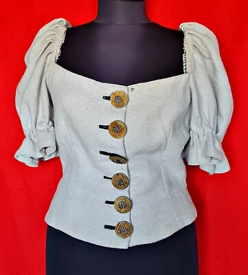 BLOUSE VINTAGE AUTHENTIC TRACHTEN OKTOBERFEST DIRNDL TYROL WOMEN TOP;US 15/EU 38 - Image 1 of 4