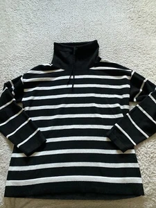 Liz Claiborne Women Striped Long Sleeve Turtleneck Pullover Sweater Black Size M - Picture 1 of 8