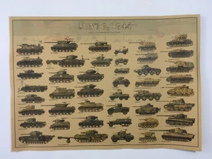 Army Tank Poster American USA Military Jeep World War II Vintage Print   - Picture 1 of 8
