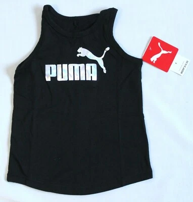 Camiseta sin mangas PUMA para niñas pequeñas talla 4 ojo de cerradura negra de verano con logotipo brillante Foto 1 de 4