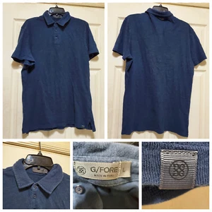 G Fore Polo Shirt Mens Large Blue Golf Golfing Stretch Active Minimalist Preppy - Picture 1 of 13