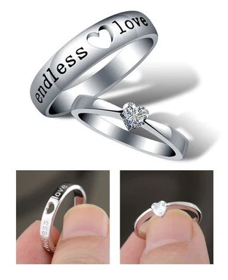 Plata de ley para hombres / mujeres, anillo de boda / compromiso chapado en oro blanco Foto 1 de 4