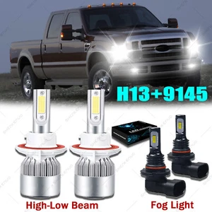 H13 LED Headlight 9145 Fog for 2005-19 Ford F-250 F-350 Super Duty 2004-14 F-150 - Picture 1 of 11
