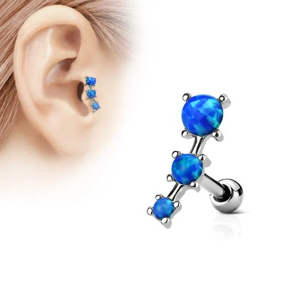 Conjunto de 3 brincos de cartilagem de orelha opala piercing lóbulo hélice tragus barbell - Imagem 1 de 4