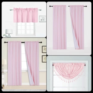 PANELS OR VALANCES SOLID BLACKOUT ROD POCKET FOAM LINED WINDOW CURTAIN TREATMENT - Picture 1 of 103