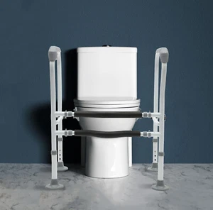 Toilet Frame Grab Bars Safety Rail Seat Handicap Assist Senior Arm Rest White - Picture 1 of 12