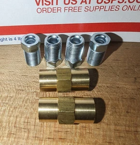 SALE 3/16" Brake Line Repair Kit M10 Inverted Flare 4x Tube Nuts 2x Unions - Picture 1 of 6