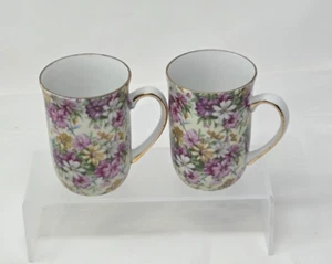 LOT 2 vintage Royal Crown Barrington Bouquet floral coffee cups mugs - Picture 1 of 8