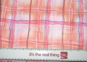 Red Blue & White on Orange Plaid Rayon Jersey Knit Fabric 2 1/2 yds x 62" wide - Picture 1 of 1