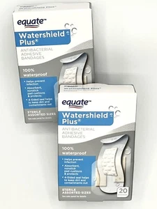 2 Equate Watershield Plus Antibacterial Adhesive Bandages - 20 Ct Assorted Sizes - Picture 1 of 10