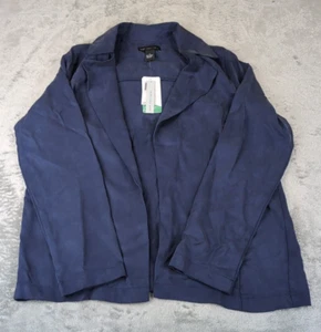 Joan Vass Navy Blue Long Sleeve Blazer Jacket 100% Lyocell Size M New NWT - Picture 1 of 9