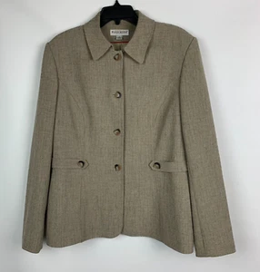 Chaqueta John Meyer de Norwich bronceada bolsillos con botones de cuello múltiple forrados talla 16 - Imagen 1 de 9