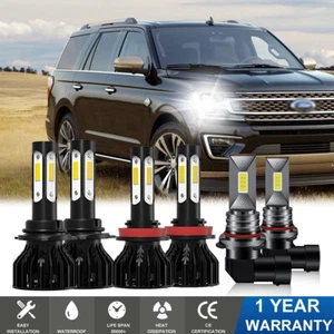 For Ford	Expedition 2015-2020 LED Headlight High Low Beam + Fog Light Bulbs Kit - Picture 1 of 14