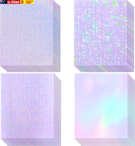 36 Sheets Holographic Sticker Paper, Transparent Holographic Vinyl Laminate Film - Picture 1 of 7