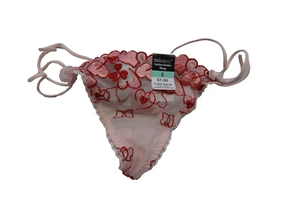NWT Delicates 5 Fashion Heart Thong Panty Valentines Day Mesh Powder JCPenney - Image 1 of 4