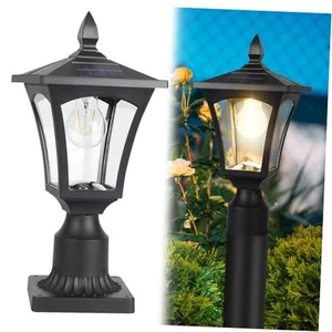 Solar Lamp Post Light, Solar Lights Outdoor Waterproof with Pier Warm White - Picture 1 of 8
