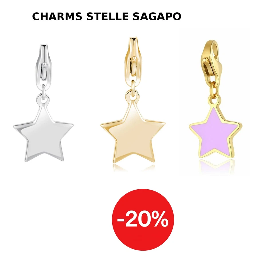 Ciondolo Stella Donna Sagapo Acciaio Acciaio Dorato Rosa SHA285 SHA286 SHA397 - Immagine 1 di 2