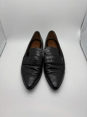 Mocasines para mujer Franco Sarto Lawerence de cuero negro, talla 7, patrón de cocodrilo Foto 1 de 4