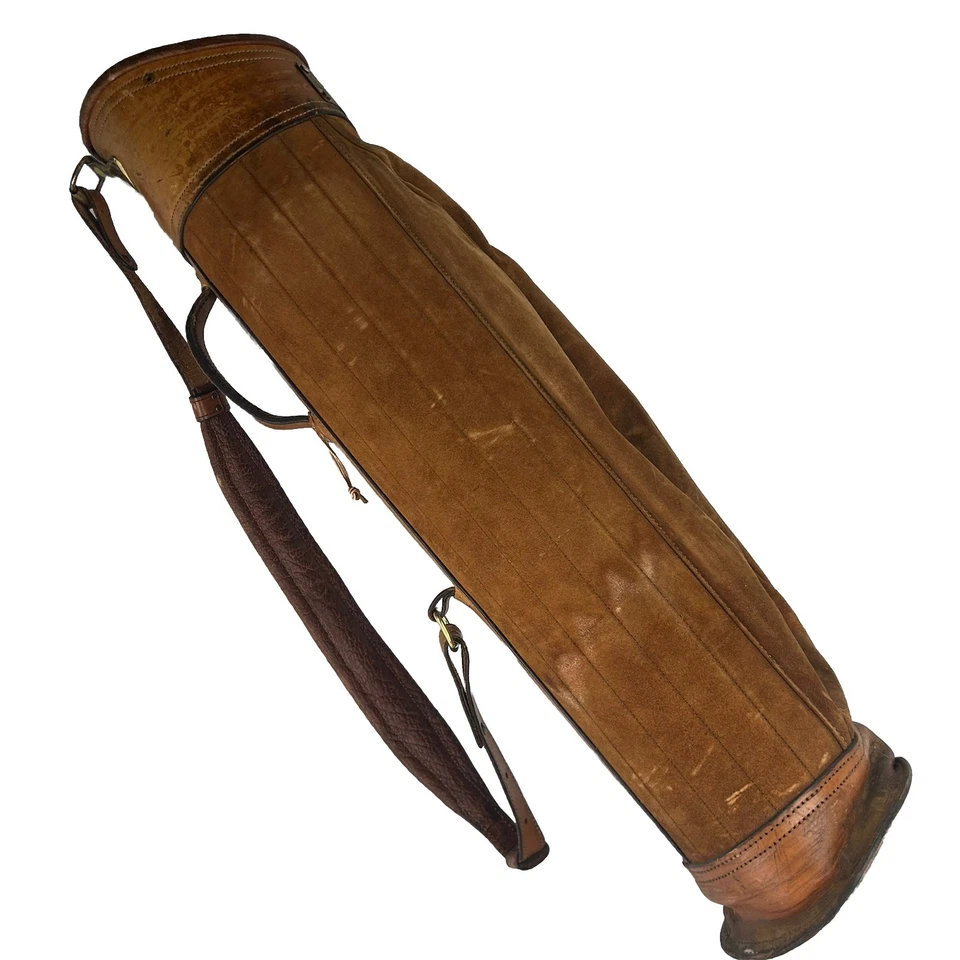 Bolsa de golf vintage de cuero hecha a mano en EE. UU. edición limitada envejecida antigua Foto 1 de 4
