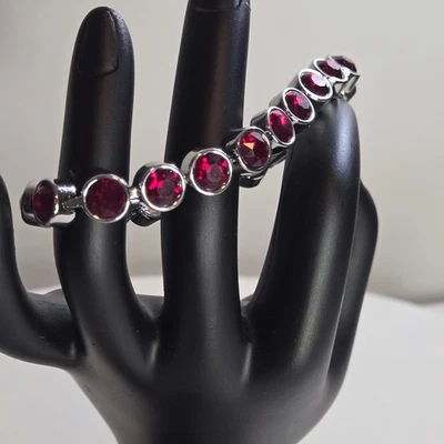 TCS Touchstone Crystal Swarovski Red Bracelet 7 1/4" Stainless Steel Sparkle - Image 1 of 4