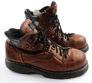 DM Industrial Dr. Martens Men's 12M Steel Toe Lace Up Brown Leather Boots - Picture 1 of 11