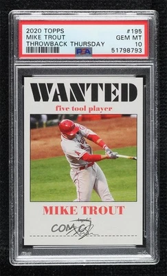 2020 Topps Throwback Thursday #TBT Online Exclusive /855 Mike Trout #195 PSA 10 - Image 1 of 3