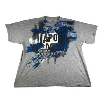 Y2K Tap Out MPS Grey T Shirt Blue Black White Front Graphics Courage Size XXL - Image 1 of 4