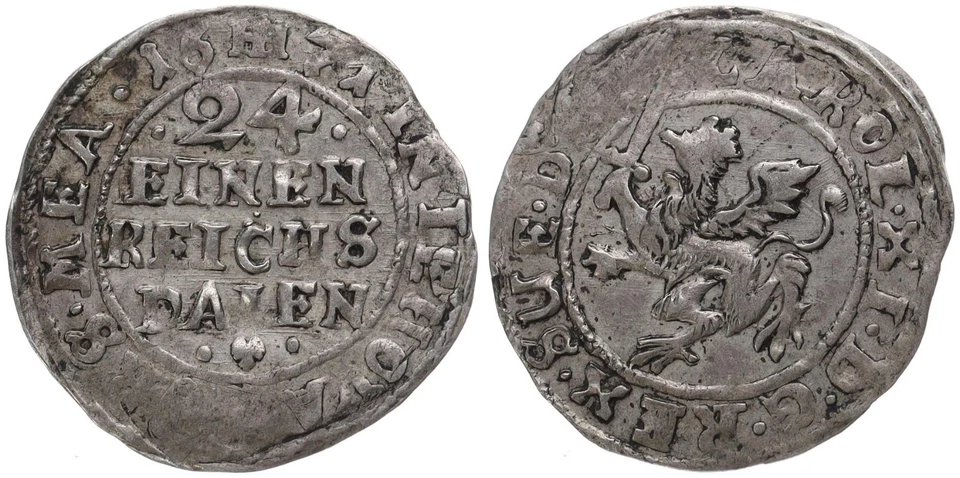 Old German States - Pommern 1/24 Thaler (Penny) 1671 Silver, 1.76g Km#249.1 - Image 1 of 1